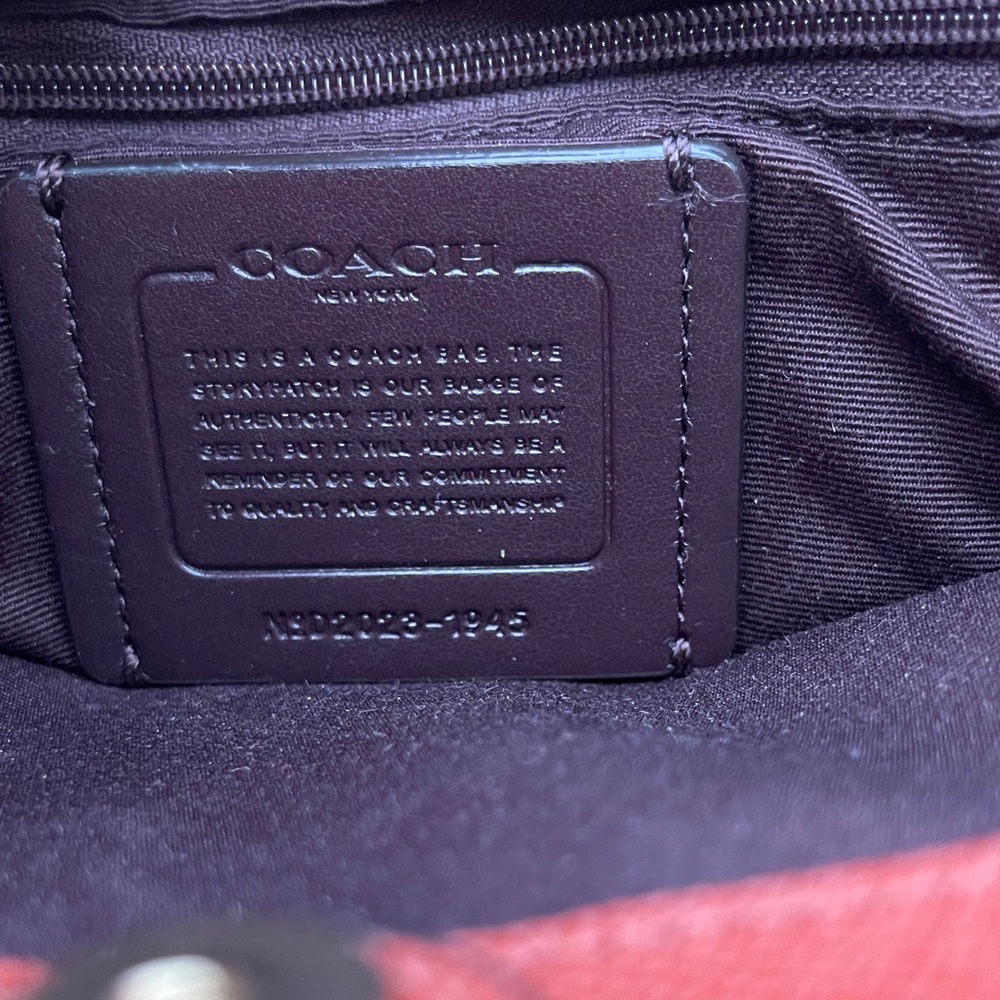 Coach Brown Satchel with Pink and Orange Stripes - Picture 5 of 6